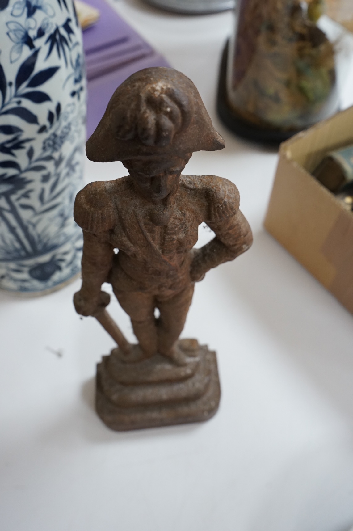 A cast iron Duke of Wellington door stop, 40cm high